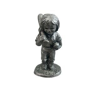 Michael Ricker Pewter Figurine Child Baseball‎ Sports Vintage Signed